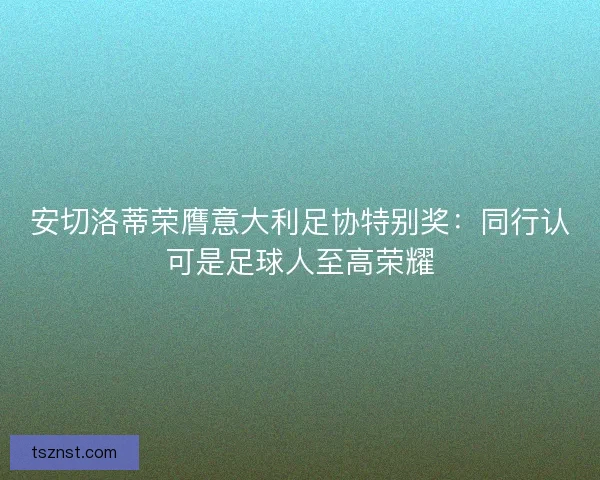 安切洛蒂荣膺意大利足协特别奖：同行认可是足球人至高荣耀